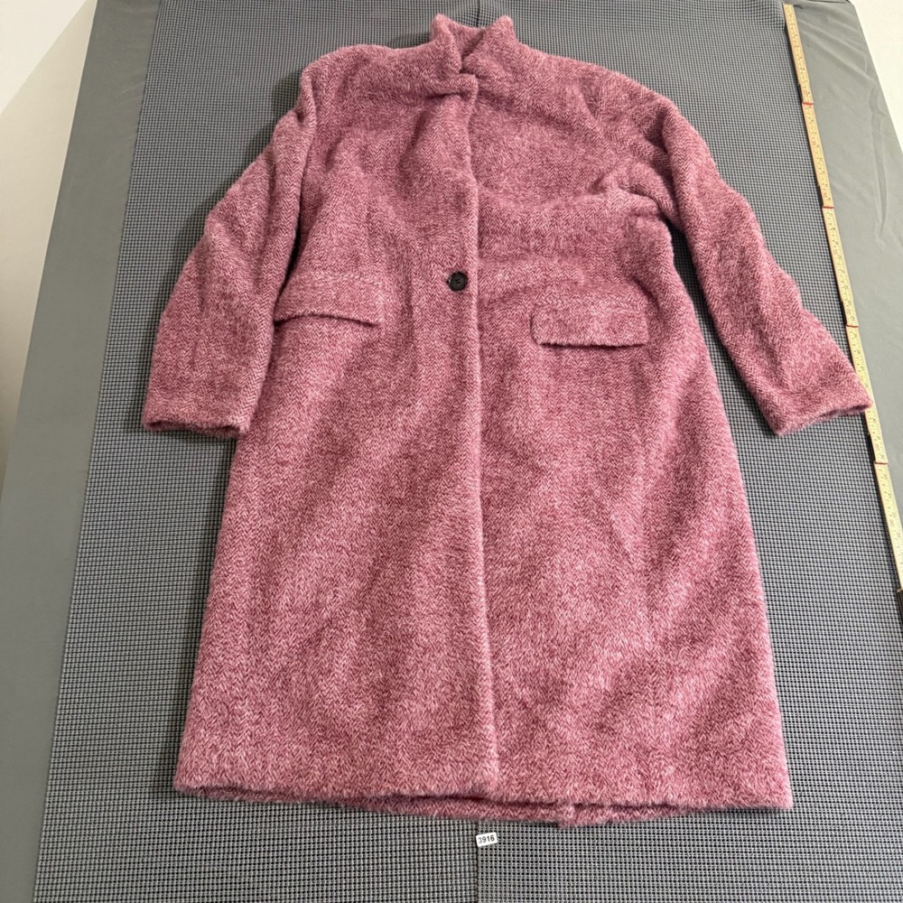 LOFT Womens Pink Marled Single Button Longline Coat Size M